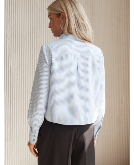 Блузка женская белый-голубой