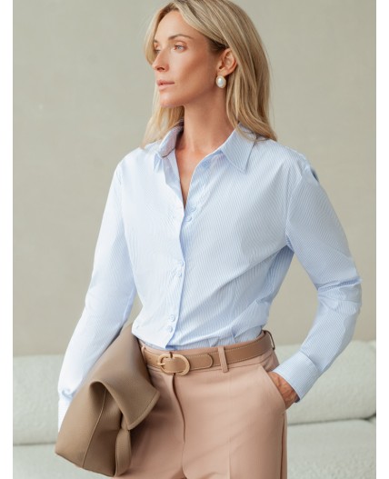 Блузка женская белый-голубой