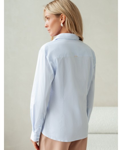 Блузка женская белый-голубой