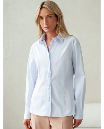 Блузка женская белый-голубой