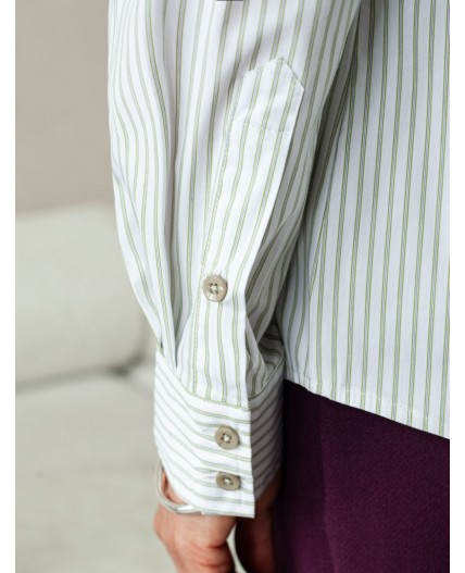 Блузка женская белый-зеленый-голубой