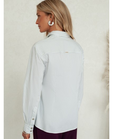 Блузка женская белый-зеленый-голубой