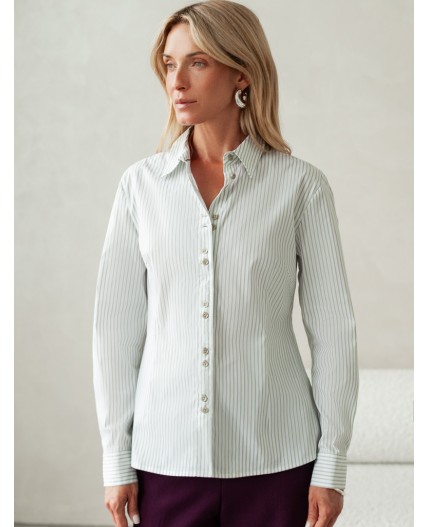 Блузка женская белый-зеленый-голубой