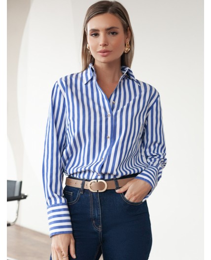 Блузка женская белый-синий