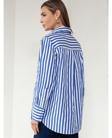 Блузка женская белый-синий