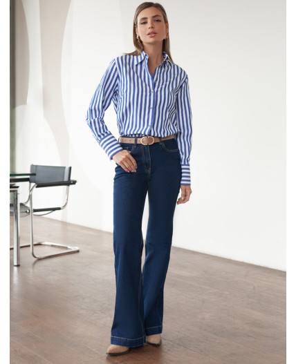 Блузка женская белый-синий