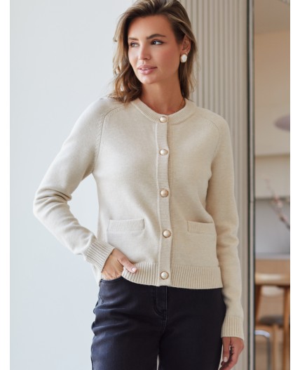 Кардиган женский овсяный меланж