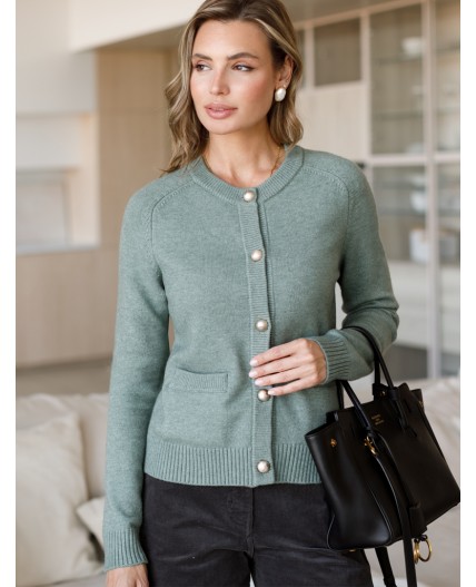 Кардиган женский светло-оливковый меланж