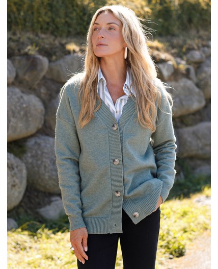 Кардиган женский светло-оливковый меланж