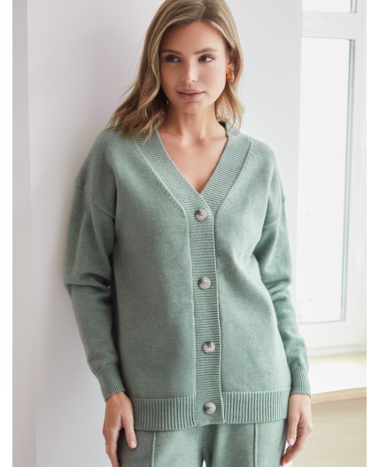 Кардиган женский светло-оливковый меланж