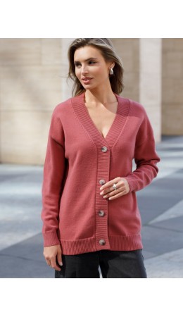 Кардиган женский темно-коралловый