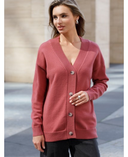 Кардиган женский темно-коралловый