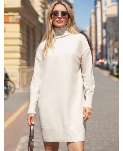 Платье вязаное женское овсяный меланж