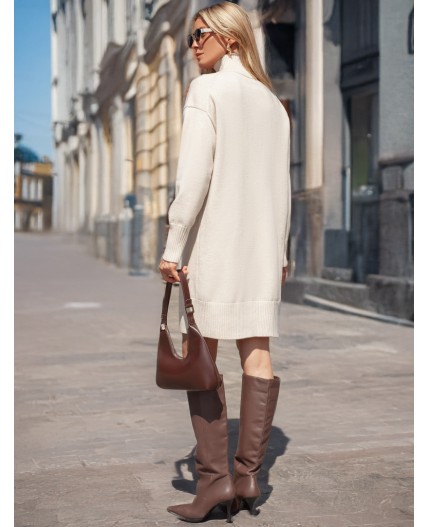 Платье вязаное женское овсяный меланж