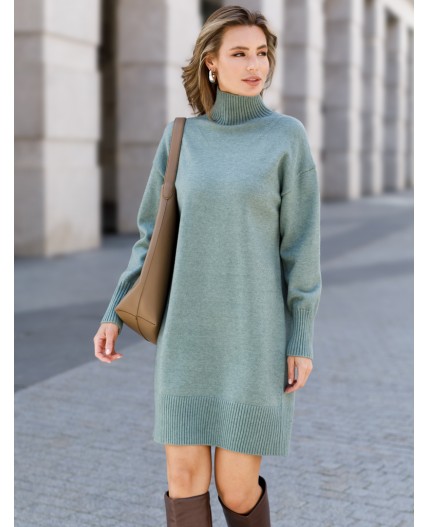 Платье вязаное женское светло-оливковый меланж