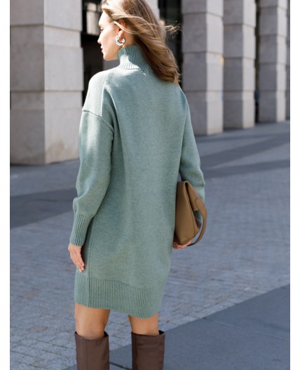 Платье вязаное женское светло-оливковый меланж