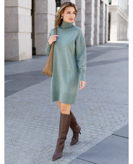 Платье вязаное женское светло-оливковый меланж