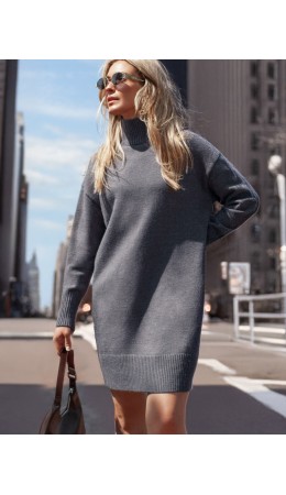 Платье вязаное женское темно-серый меланж