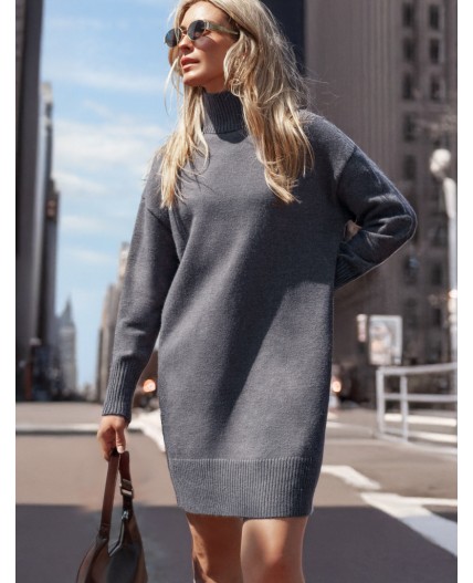 Платье вязаное женское темно-серый меланж