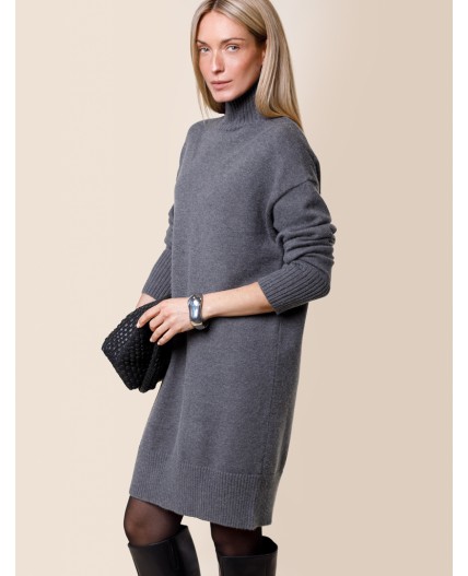 Платье вязаное женское темно-серый меланж