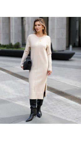 Платье вязаное женское овсяный меланж