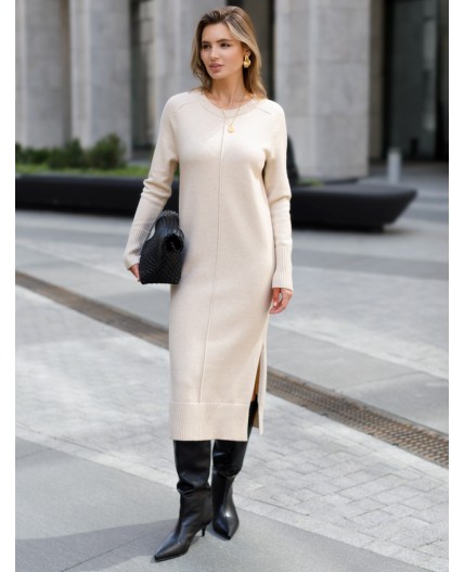 Платье вязаное женское овсяный меланж