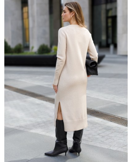 Платье вязаное женское овсяный меланж