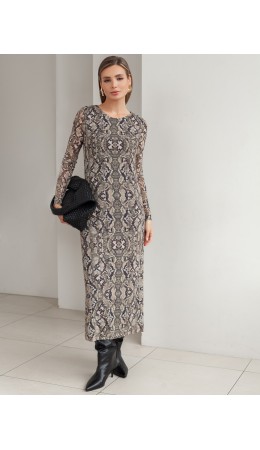 Платье женское коричневый-бежевый змея
