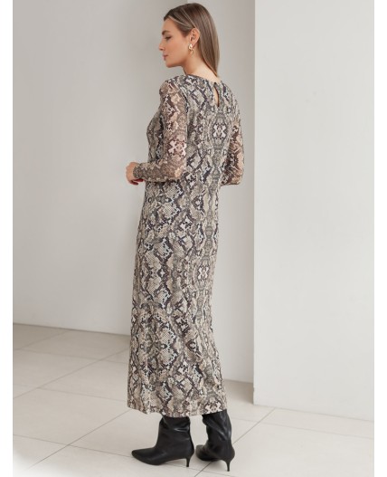 Платье женское коричневый-бежевый змея