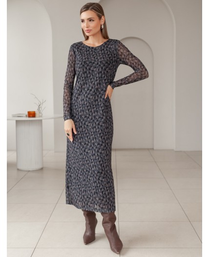 Платье женское серый-коричневый