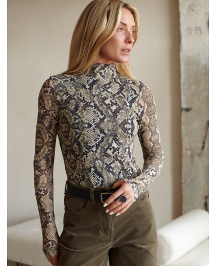Блузка женская коричневый-бежевый змея