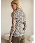 Блузка женская коричневый-бежевый змея