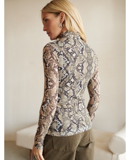 Блузка женская коричневый-бежевый змея