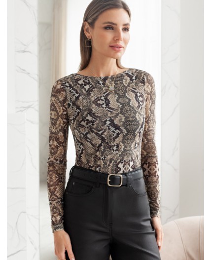 Блузка женская коричневый-бежевый змея
