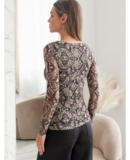 Блузка женская коричневый-бежевый змея