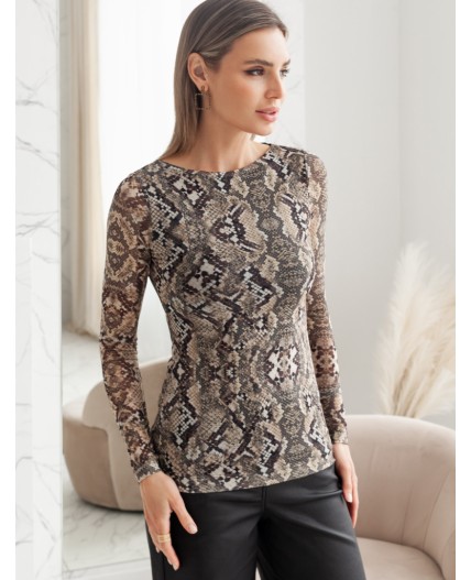 Блузка женская коричневый-бежевый змея