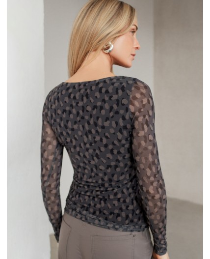 Блузка женская серый-коричневый