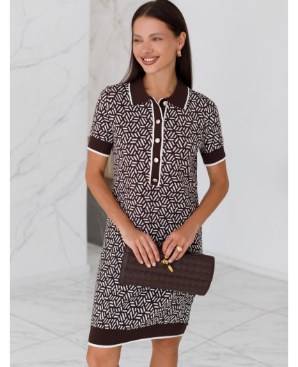 Платье вязаное женское кофейный