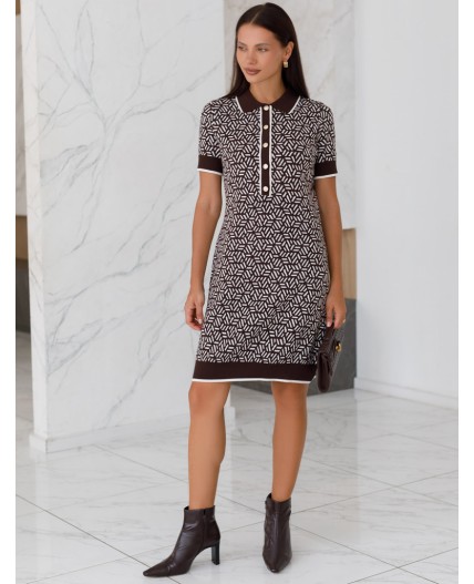 Платье вязаное женское кофейный