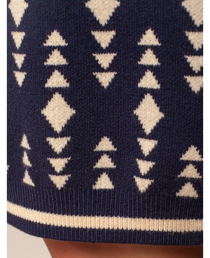 Платье вязаное женское синий-бежевый