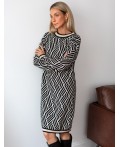 Платье вязаное женское черный-бежевый