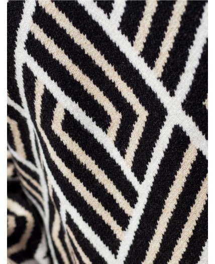 Платье вязаное женское черный-бежевый