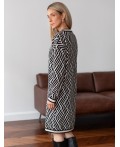 Платье вязаное женское черный-бежевый