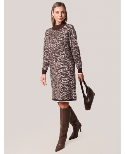 Платье вязаное женское кофейный
