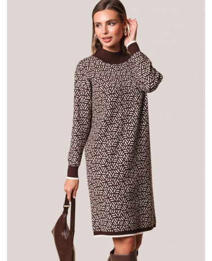 Платье вязаное женское кофейный