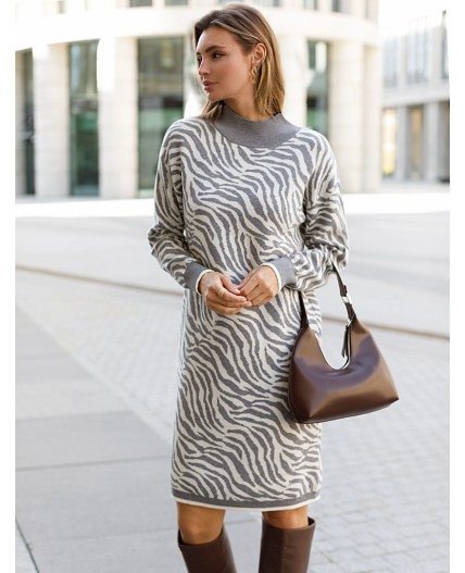 Платье вязаное женское серый