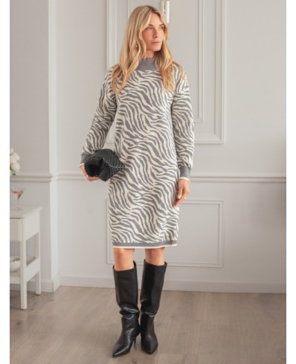 Платье вязаное женское серый