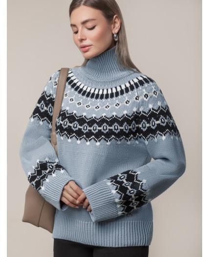 Джемпер женский серо-голубой