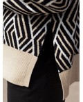 Свитер женский черный-бежевый