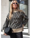 Свитер женский черный-бежевый